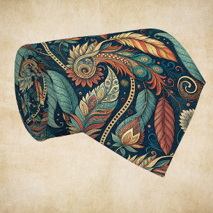 Native American Feather Swirl Terra Cotta Teal Slips