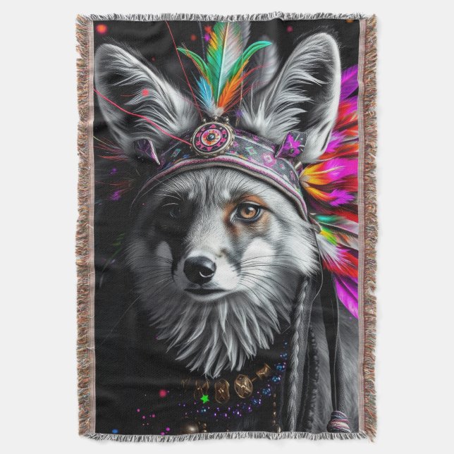 Native American Fox art Filt (Framsidan Vertikal)