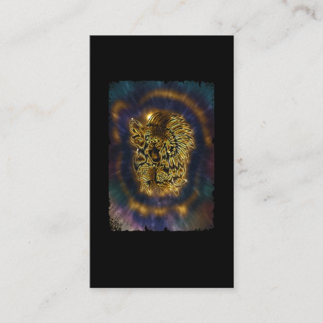 Native American Girl Galaxy Howling Varg Visitkort (Framsida)