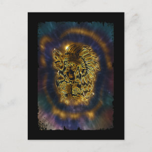 Native American Girl Galaxy Howling Varg Vykort