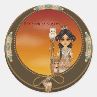 Native American Girl Runt Klistermärke