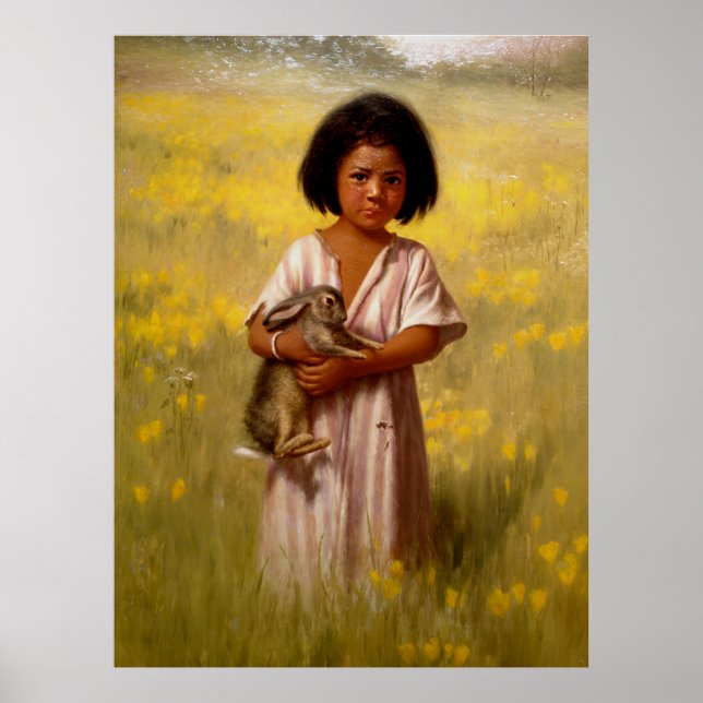 Native American Girl with Rabbit   Poster (Framsidan)