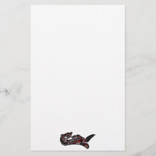 Native American Haida Art Otter Illustration Brevpapper
