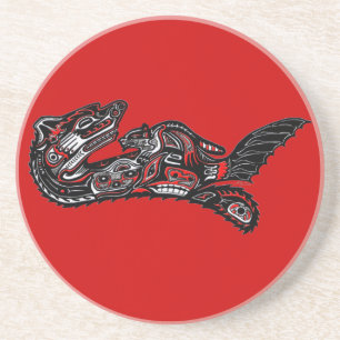 Native American Haida Art Otter Illustration Underlägg