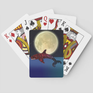 Native American Haida Orca & Måne Art Spel Kort