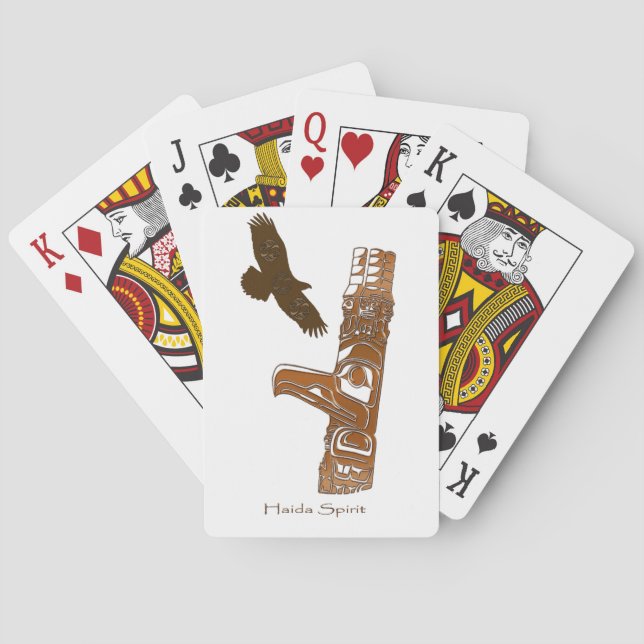 Native American Haida Totem Pole Card Deck Spel Kort (Baksidan)