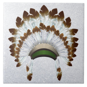 Native American Headdress Ceramic Tile Kakelplatta