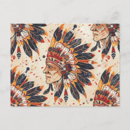 Native American Headdress Ethnic Art Tribe Vykort
