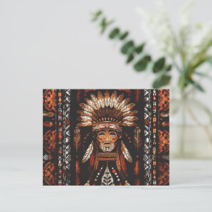 Native American Headdress Ethnic Art Tribe Vykort