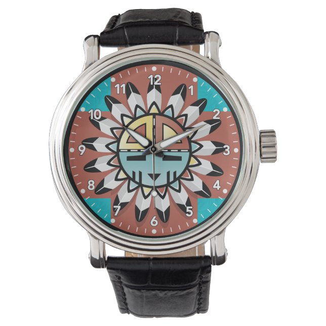 Native American Hopi Kachina Tribal Art Design Armbandsur (Framsida)