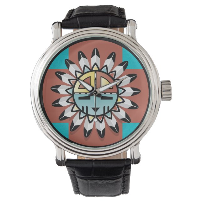 Native American Hopi Kachina Tribal Art Design Armbandsur (Framsida)