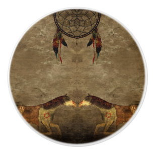 Native American Horses & Dream Catcher Knopp