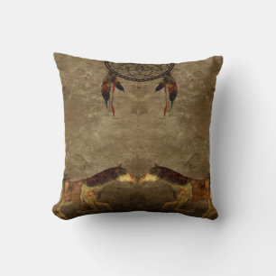 Native American Horses & Dream Catcher Kudde