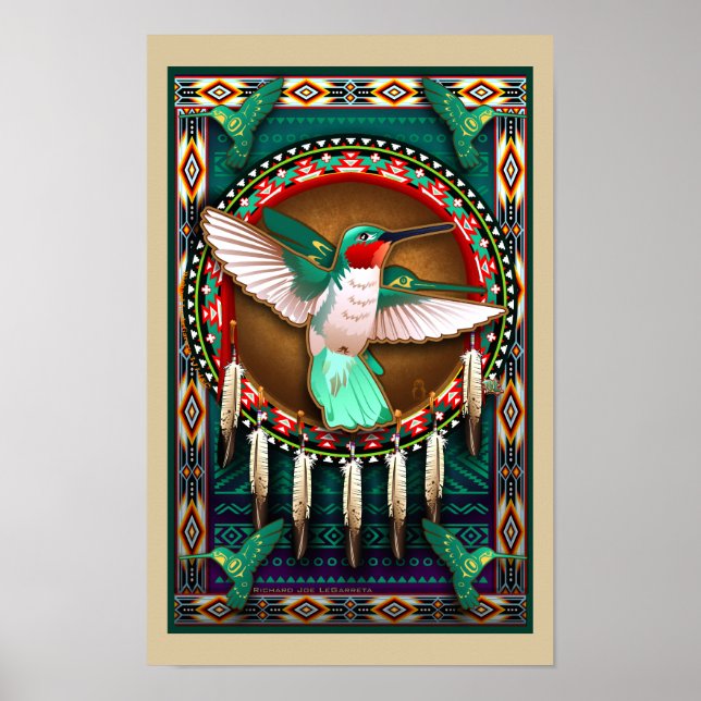 Native American Hummingbird Poster konst (Framsidan)
