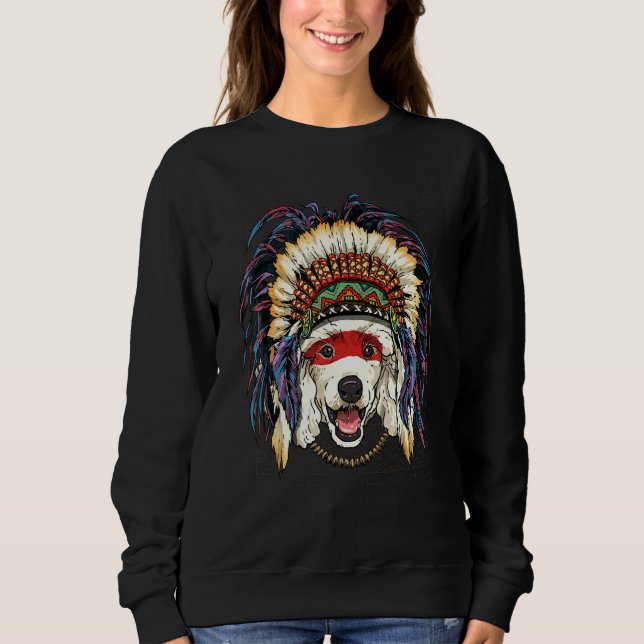 Native American Indian Poodle Dog  Indigenous Peop T Shirt (Framsida)