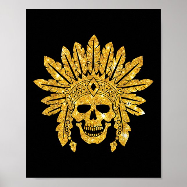 Native American - Indian - Skull - giltig - Krig Poster (Framsidan)