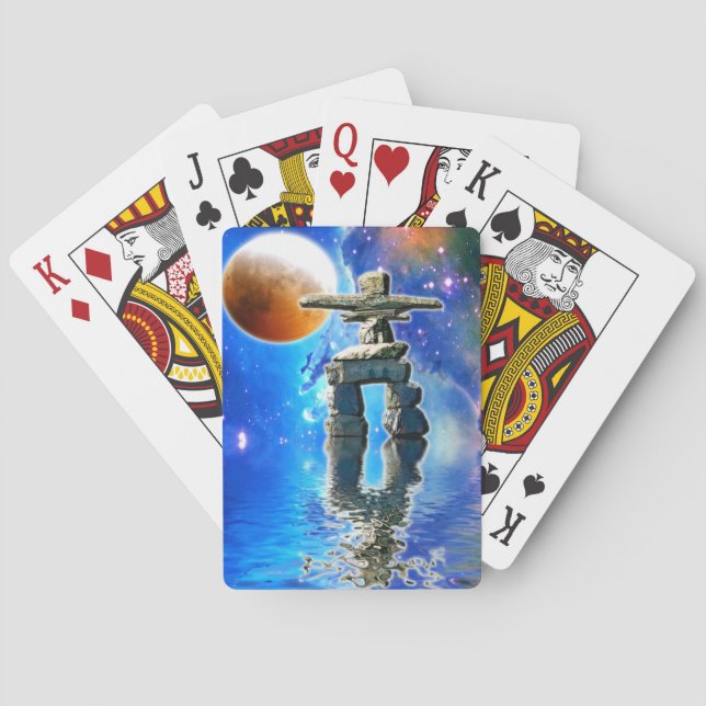 Native American Inuit Eskimo Inukshuk Spelkort (Baksidan)