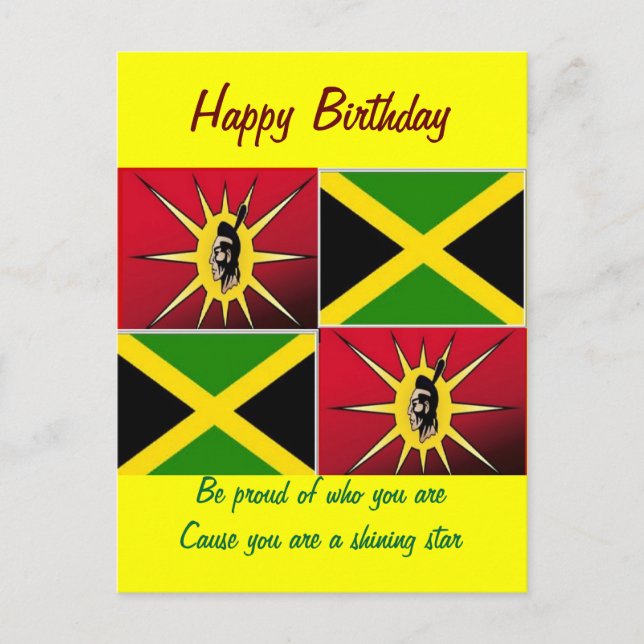 Native american-Jamaican Vykort (Framsida)