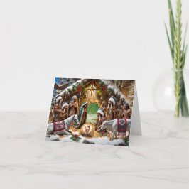 Native American julkort med nativitetsscen Helgkort