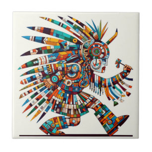 Native American Kachina Dancer Artwork Kakelplatta
