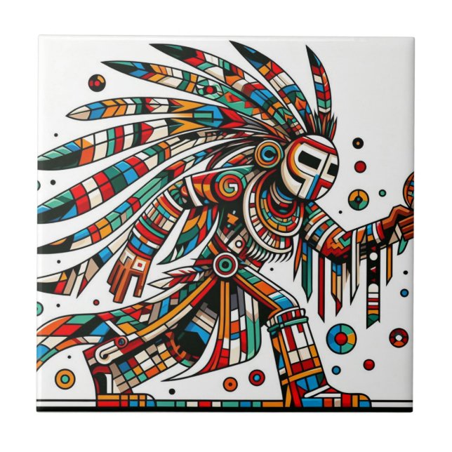 Native American Kachina Dancer Fine Art Kakelplatta (Framsidan)