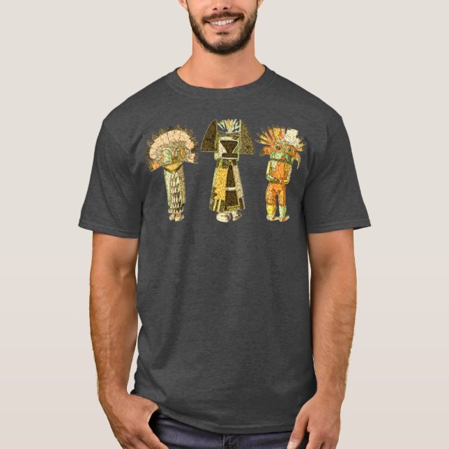 Native American KACHINA DOLLS abstrakt grunge T Shirt (Framsida)