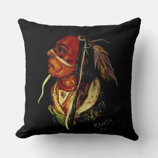Native American "Kaw Warrior" Throw Pillow Kudde