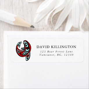 Native American Killer Whale Haida Orca Art Returadress Etikett