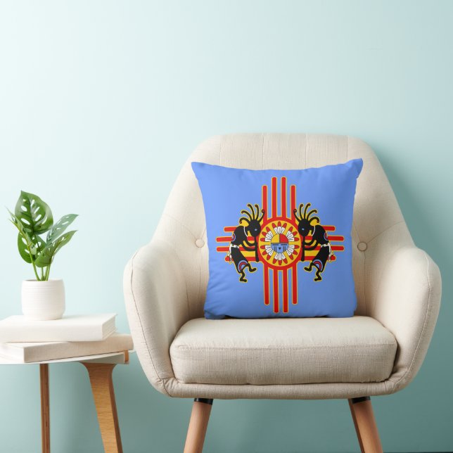 Native American Kokopelli - Kachina Zia Symbol 1 Kudde (Stol)