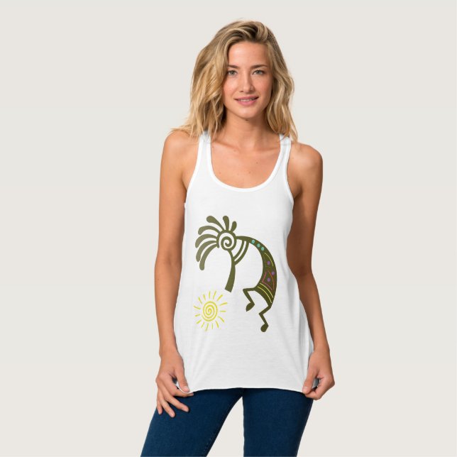 Native American Kokopelli Linne Med Racerback (Hel framsida)