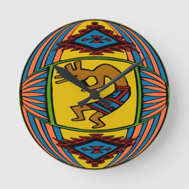 Native American KOKOPELLI Rund Klocka (Framsida)