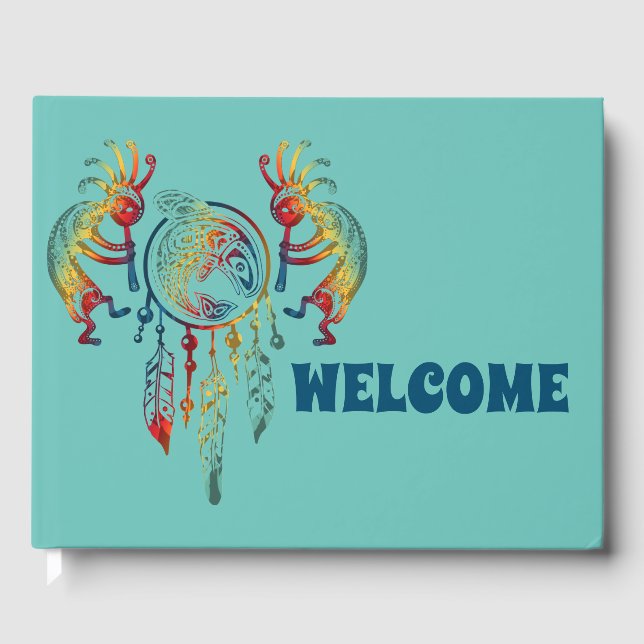 Native American Kokopelli Whale Dreamcatcher 1 Gästböcker (Framsida)