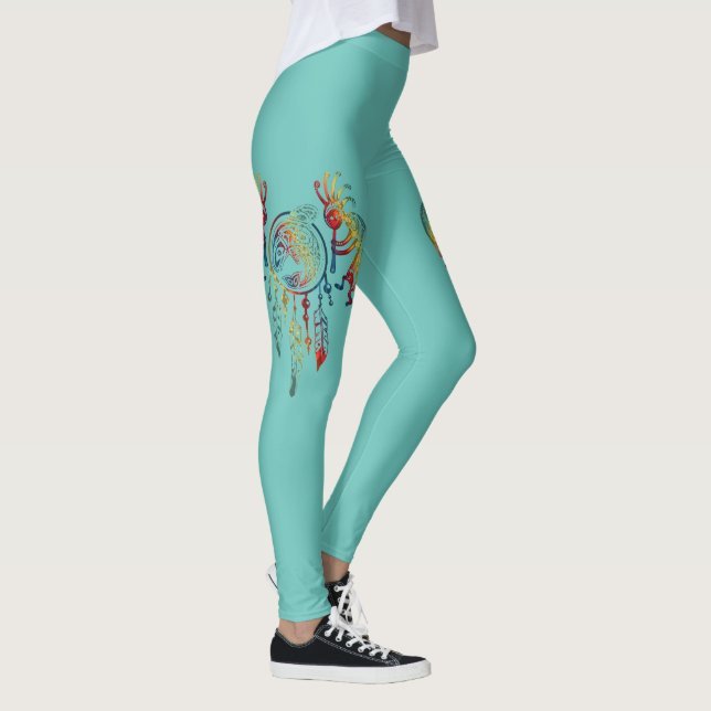 Native American Kokopelli Whale Dreamcatcher 1 Leggings (Höger)