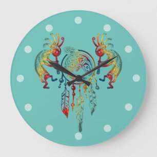 Native American Kokopelli Whale Dreamcatcher 1 Stor Klocka