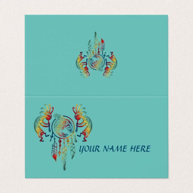 Native American Kokopelli Whale Dreamcatcher 1 Visitkort (Utsida ovikt)