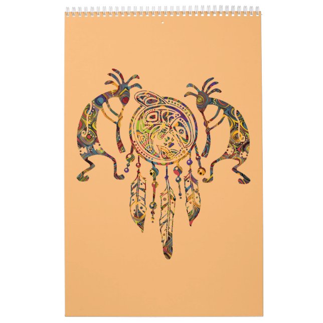 Native American Kokopelli Whale Dreamcatcher 2 Kalender (Omslag)