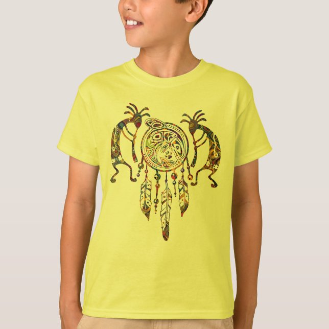 Native American Kokopelli Whale Dreamcatcher 2 T Shirt (Framsida)