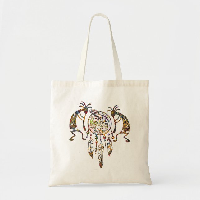 Native American Kokopelli Whale Dreamcatcher 2 Tygkasse (Framsidan)