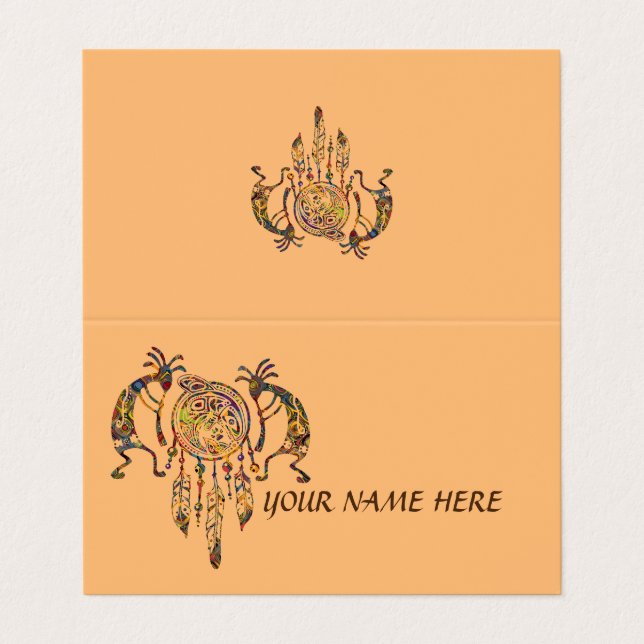 Native American Kokopelli Whale Dreamcatcher 2 Visitkort (Utsida ovikt)