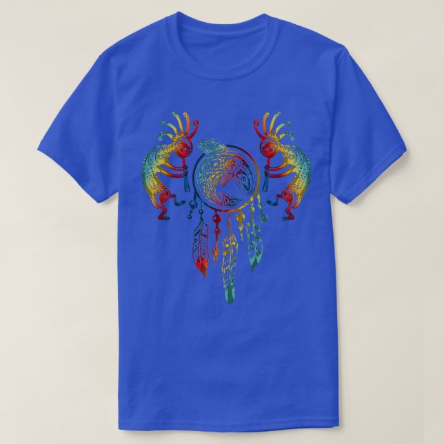 Native American Kokopelli Whale Dreamcatcher T Shirt (Design framsida)