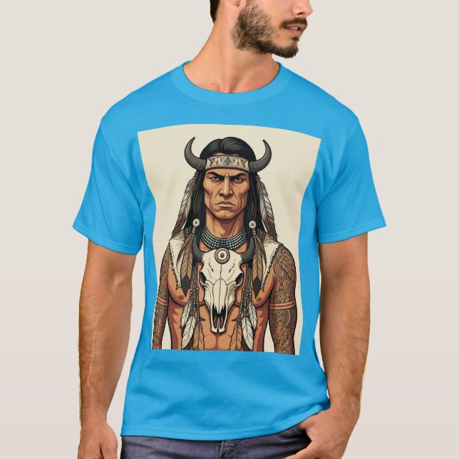 Native American Linwork Tattoo-Inspired T-Shirts (Framsida)