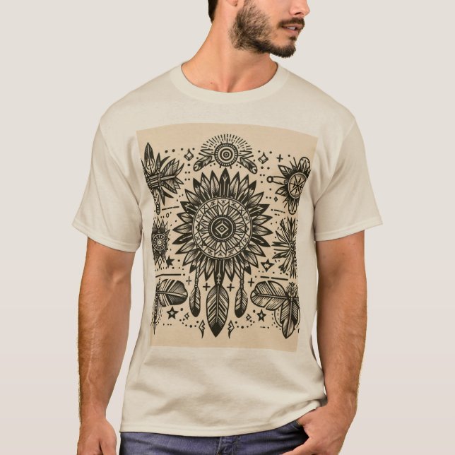 Native American Linwork Tattoo Tee (Framsida)