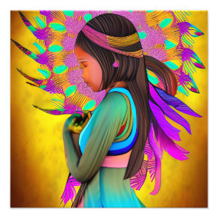 Native American Little Girl AI Art Fototryck