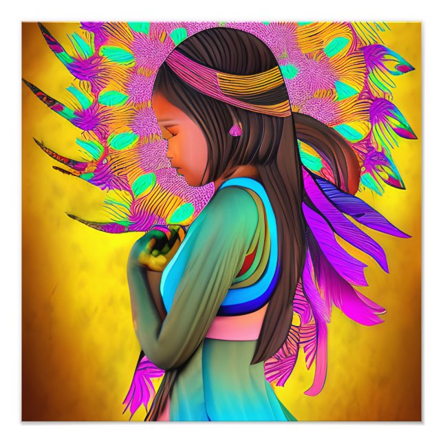 Native American Little Girl AI Art Fototryck (Framsidan)
