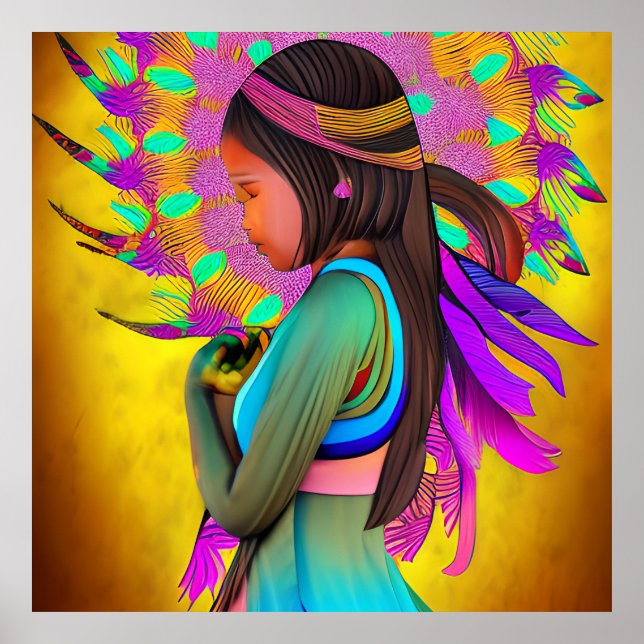 Native American Little Girl AI Art Poster (Framsidan)