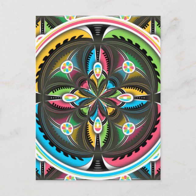 Native American Mandala Colorful Abstrakt art Vykort (Framsida)