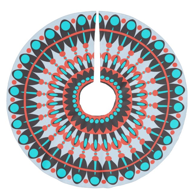 Native American Mandala Julgransmatta Borstad Polyester (Framsidan)