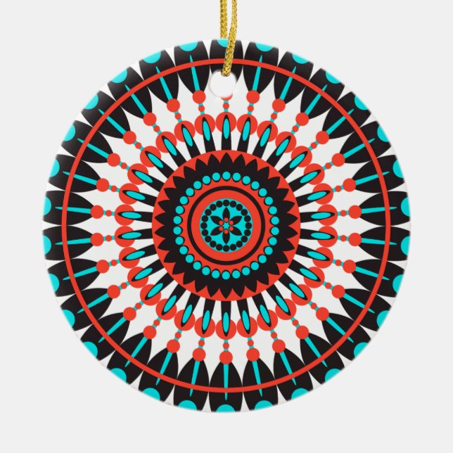 Native American Mandala Julgransprydnad Keramik (Framsidan)