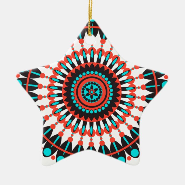 Native American Mandala Julgransprydnad Keramik (Framsidan)
