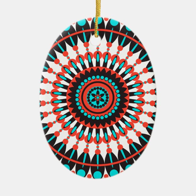 Native American Mandala Julgransprydnad Keramik (Framsidan)